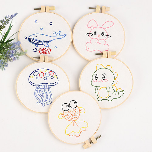 新款diy手工初学刺绣卡通动物