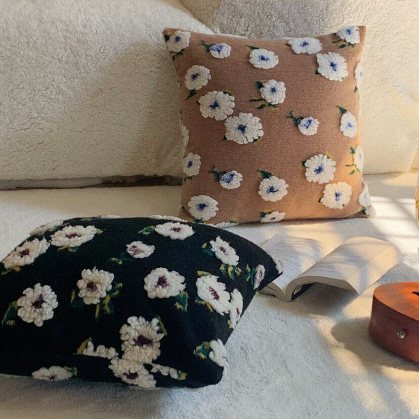 法式复古花朵ins风立体小雏菊双面抱枕沙发客厅床头靠垫抱枕套厚