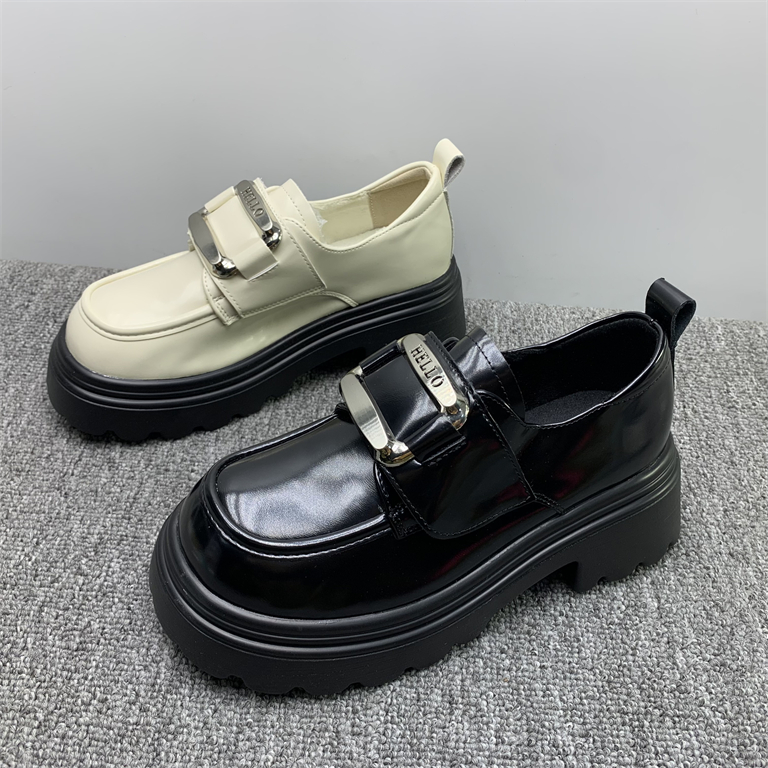 撤柜断码真皮5cm厚底加绒乐福鞋女2025冬季新款复古英伦风小皮鞋