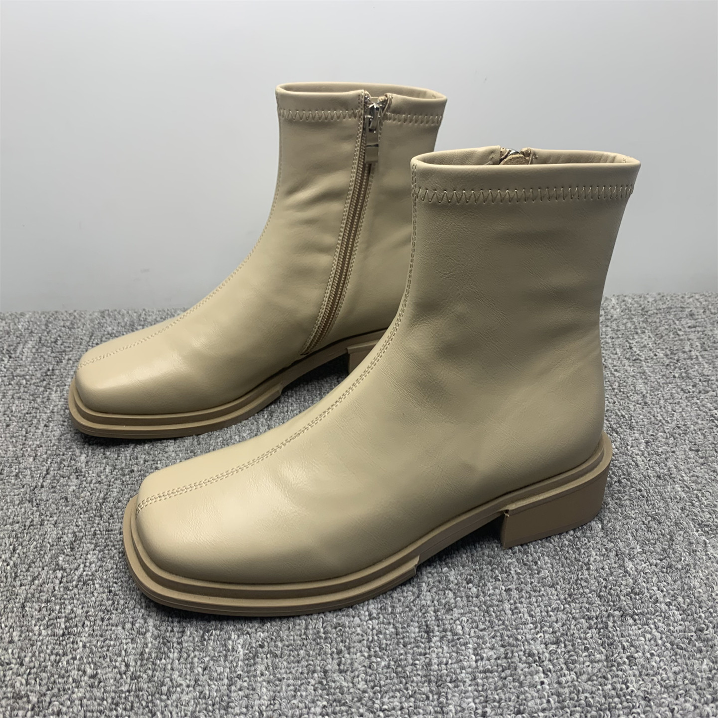 断码处理35码法式小短靴女2025秋冬新款方头粗跟英伦风舒适马丁靴,女鞋,马丁靴,淘宝优惠券,粉丝福利购,淘宝优惠卷