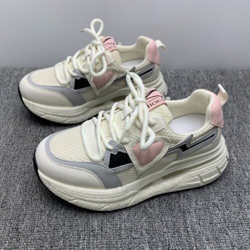 撤柜处理3536码粉色厚底增高老爹鞋女2026新款网面透气休闲运动鞋