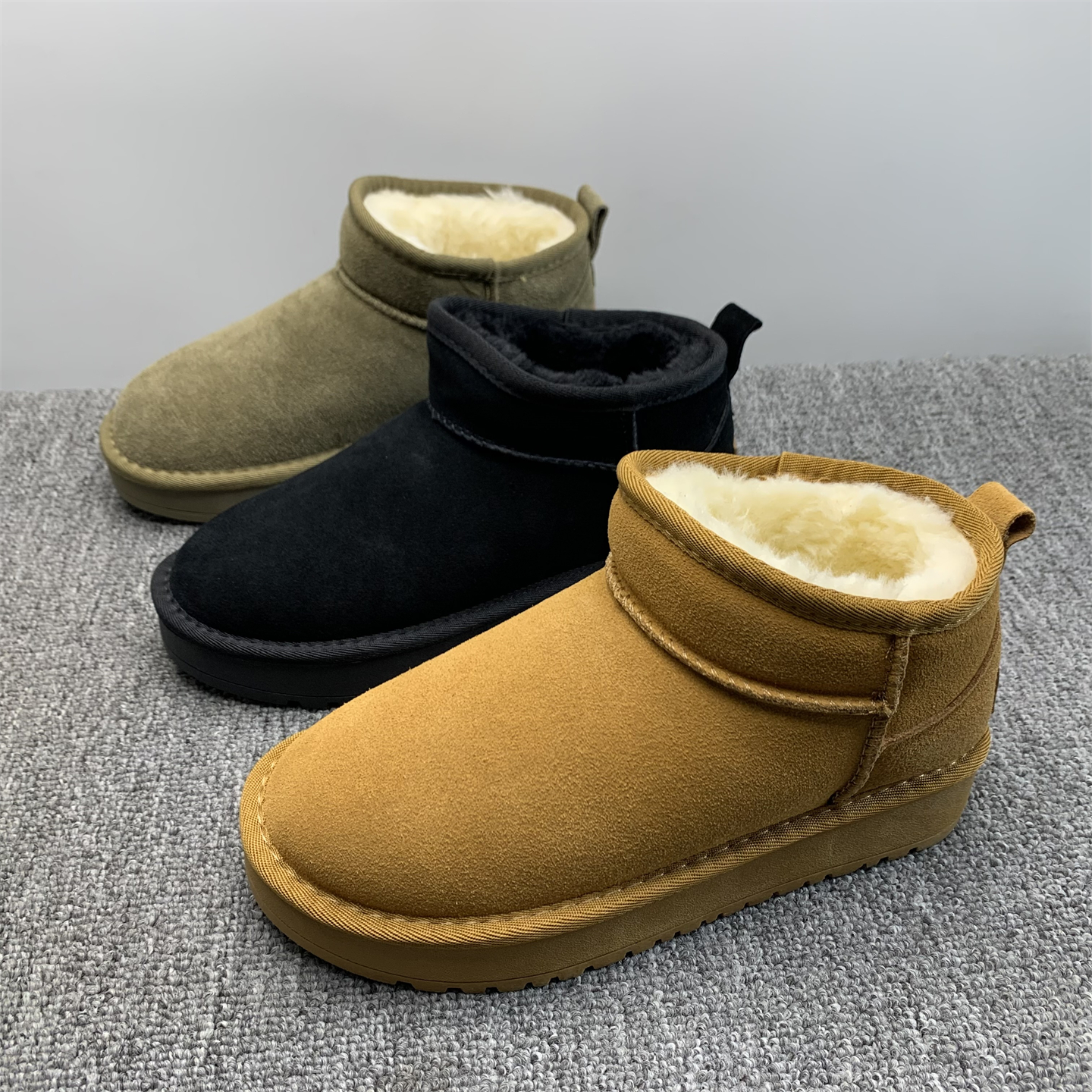 厚底真牛皮雪地靴女2025冬季新款加厚保暖防滑一脚瞪外穿雪地棉鞋