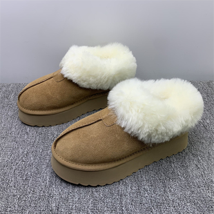 女 真皮全羊毛一脚瞪棉鞋 羊皮毛一体厚底短筒雪地靴女2025冬季 新款