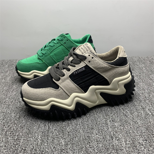 春秋拼色厚底透气潮流显脚小休闲运动鞋 女2025新款 处理老爹鞋 断码