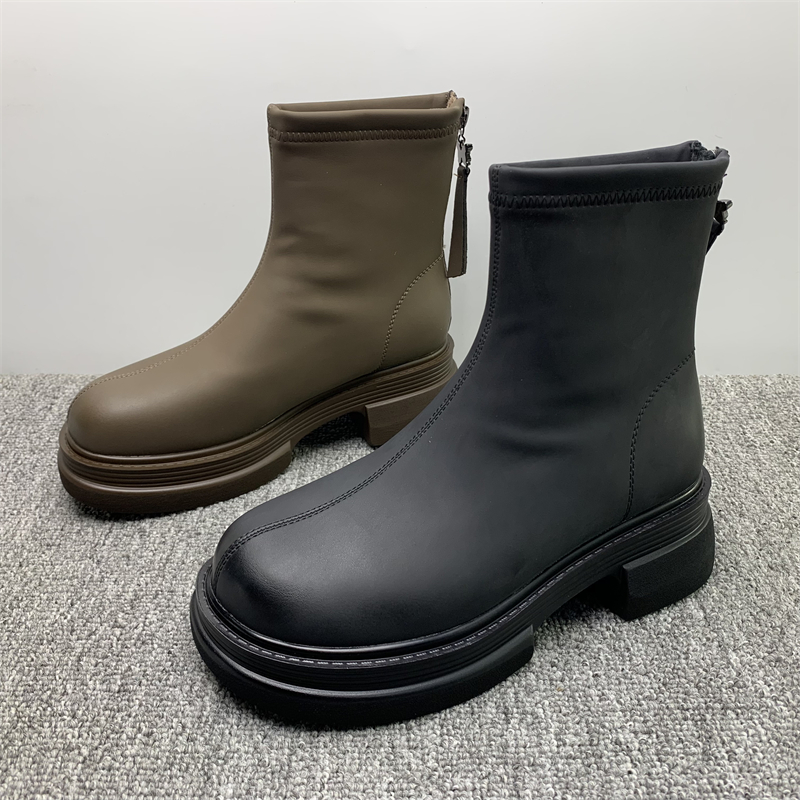 断码处理厚底加绒马丁靴女2025新款冬季英伦风显脚小后拉链瘦瘦靴