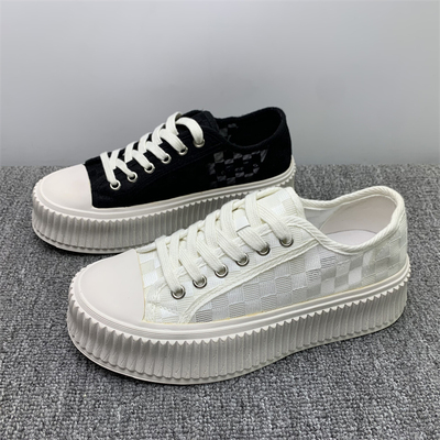 夏季断码处理3940码特价厚底帆布鞋女2025新款厚底网面透气休闲鞋