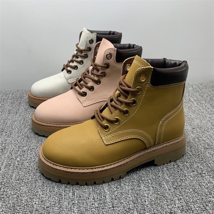 品牌撤柜断码处理牛皮马丁靴女2025春季新款潮系带英伦风复古短靴