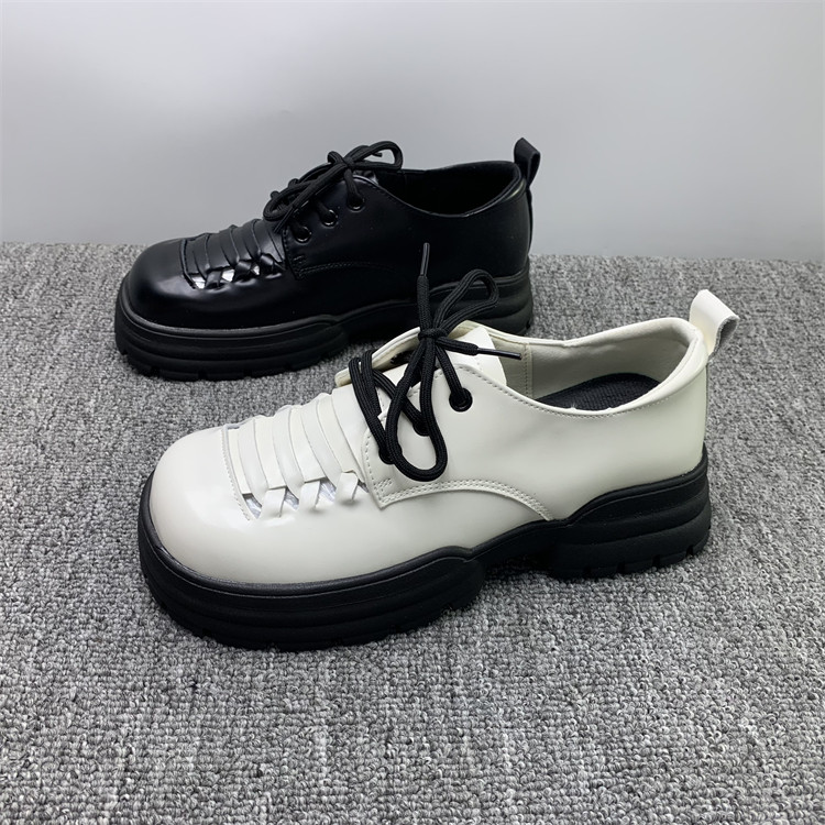 断码处理真皮厚底乐福鞋女2025新款系带透气镂空英伦风休闲小皮鞋,女鞋,乐福鞋（豆豆鞋）,淘宝优惠券,粉丝福利购,淘宝优惠卷