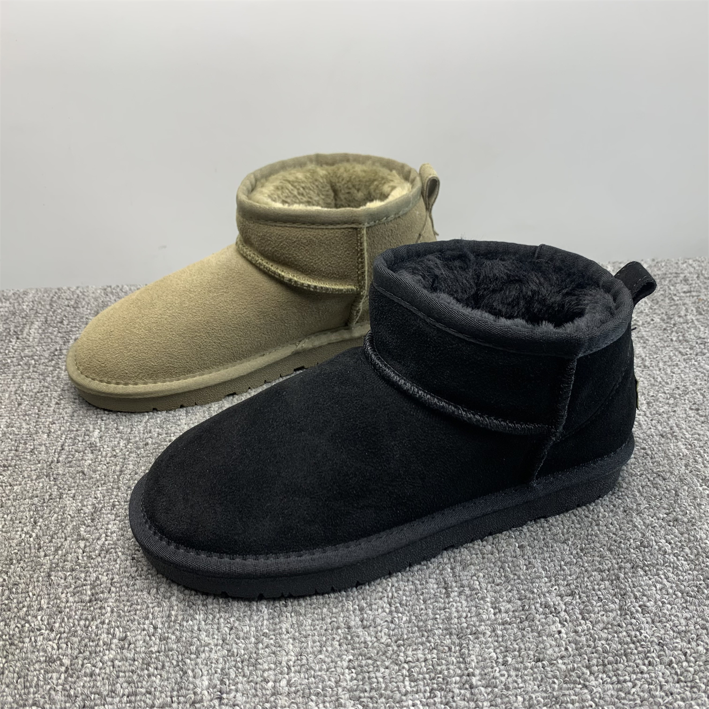 撤柜处理磨砂牛皮雪地靴女2025新款加绒加厚短靴真皮软底防滑棉鞋