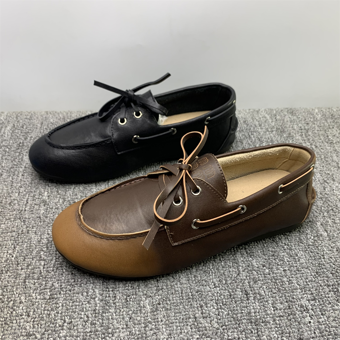 断码处理平底系带乐福鞋女2025新款圆头浅口复古英伦风休闲小皮鞋