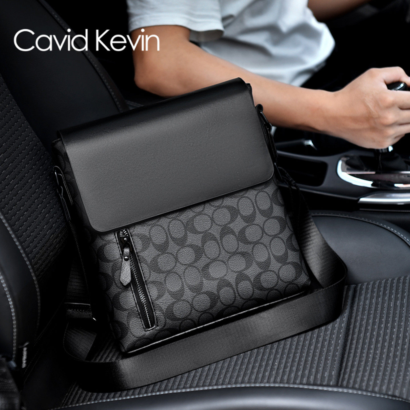 Cavid Kevin欧美时尚男士包单肩商务真皮斜跨包竖款背包牛皮挂包