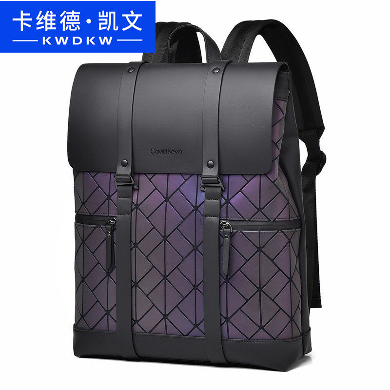 男欧美时尚格子潮流百搭双肩包
