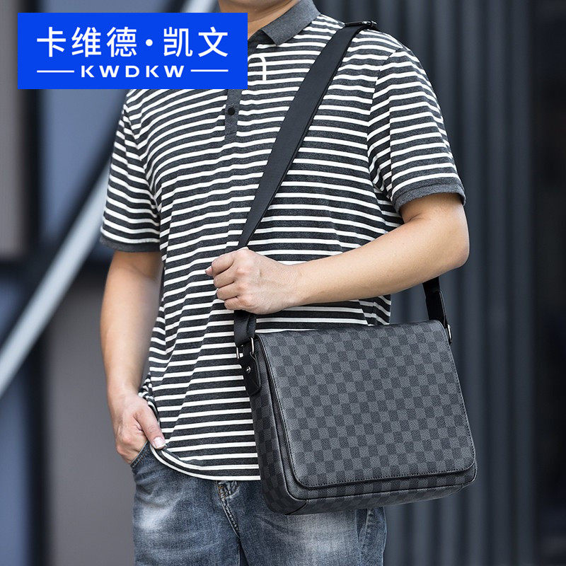 CavidKevin欧美男士邮差包休闲潮牌单肩包斜跨包手机商务包电脑包
