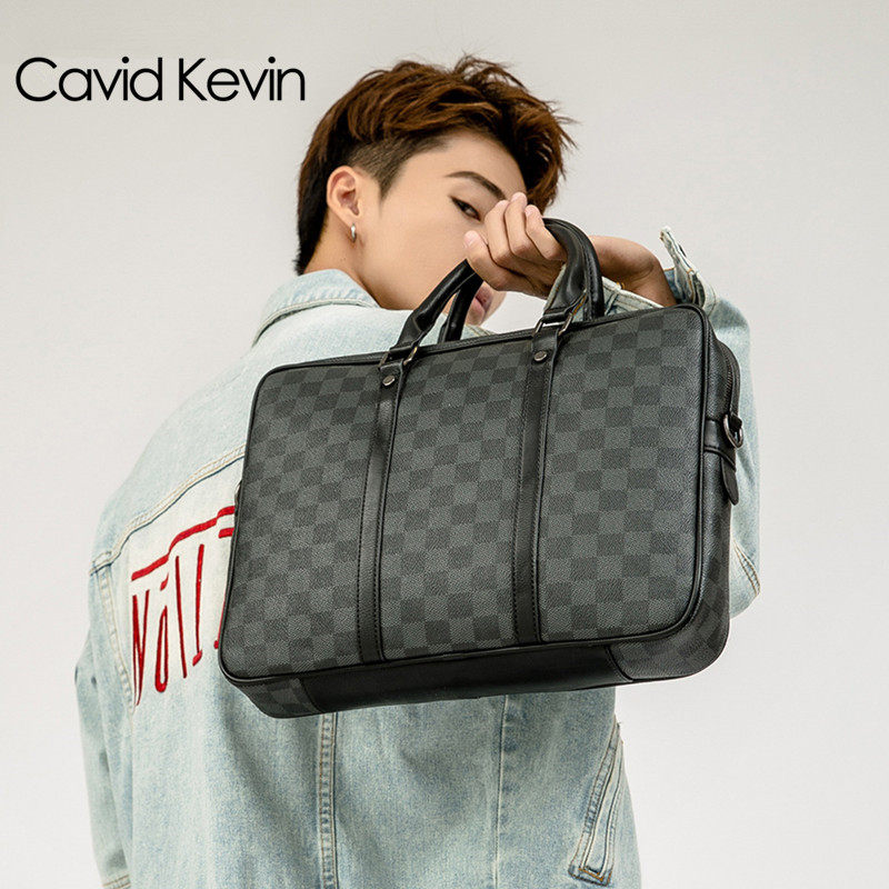 ck男士公文包格子男式包欧美时尚单肩包商务休闲简约手提包电脑包