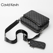 单肩包潮牌时尚 Cavid Kevin欧美男士 斜挎包格子三件套组合邮差包
