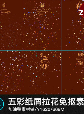 五彩纸屑拉花彩带金箔中式婚纱节日纱氛围照免抠素材psd叠加素