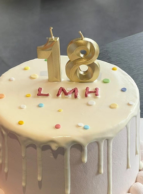 生日蛋糕插件金色数字蜡烛小红书同款拍照道具用品周岁生日男女孩