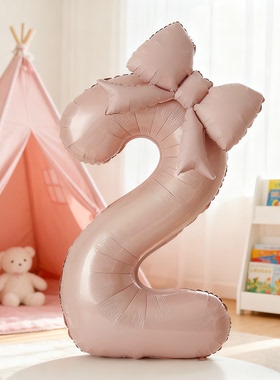 蝴蝶结数字气球立柱儿童宝宝周岁生日装饰场景布置派对拍照道具