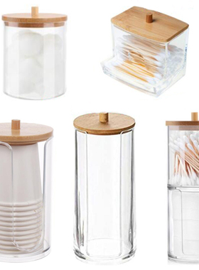 Acrylic Storage Box Bathroom Jar Makeup Organizer Cotton Rou