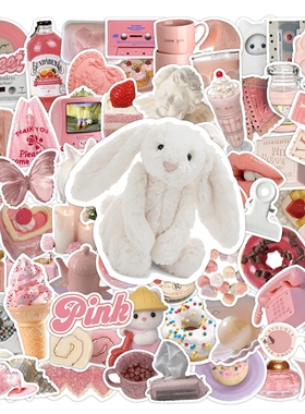10/30/70pcs Kawaii Pink Cute Cartoon Stickers Aesthetic Toy