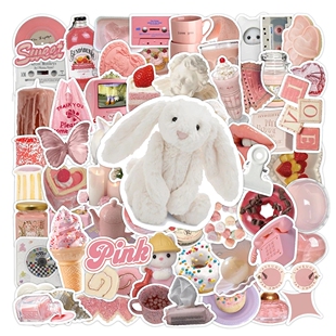10/30/70pcs Kawaii Pink Cute Cartoon Stickers Aesthetic Toy