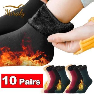 10Pairs Thermal Socks Women Winter Warm Thicken Fleece Short