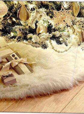 爆款热卖圣诞树裙纯白色长毛圣诞节日装饰品Christmas tree skirt