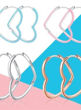 925 Sterling Silver Simple Brand Earrings Rose Gold Color He