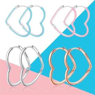925 Sterling Silver Simple Brand Earrings Rose Gold Color He