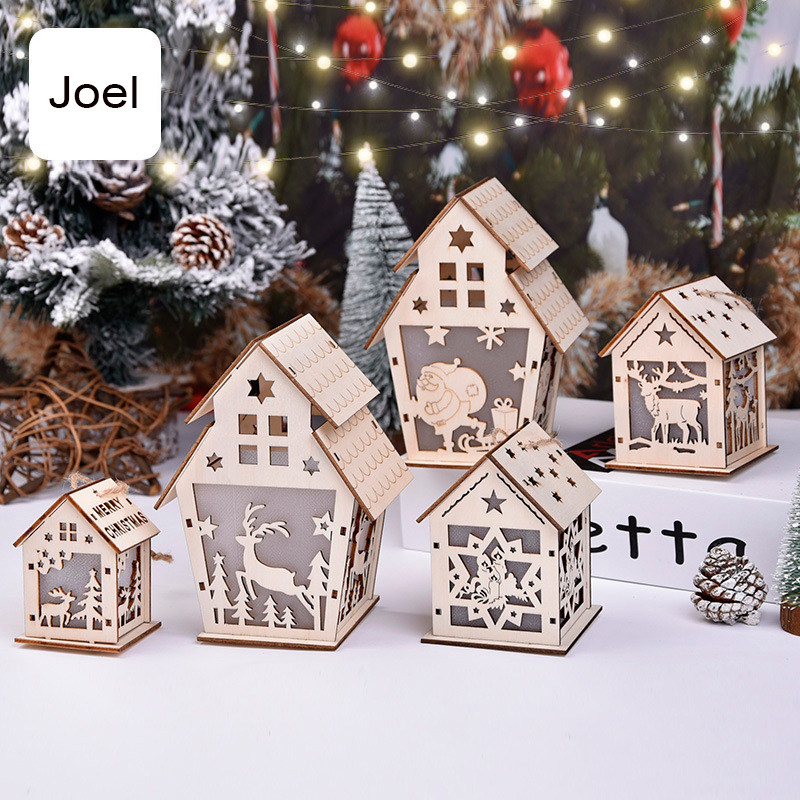 led light wooden house diy merry christmas decorations lumin