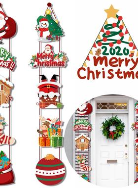1pair Merry Christmas Door Hanging Banner Santa Claus Snowma