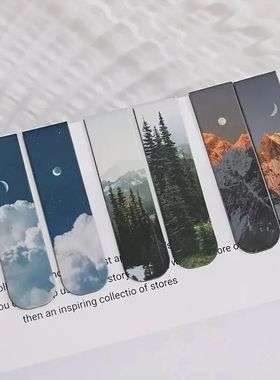 2pcs Forest Landscape Magnetic Bookmark For Pages Books Read