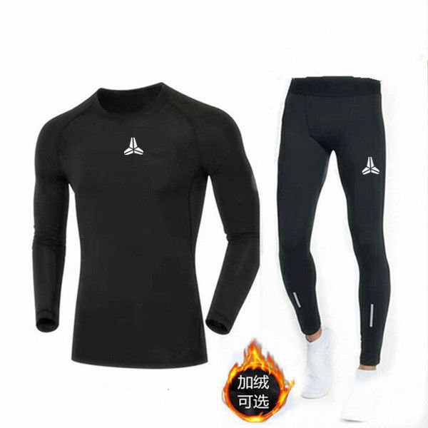 冬季运动保暖内衣男加绒秋衣秋裤速干高弹训练服紧身衣服跑步套装