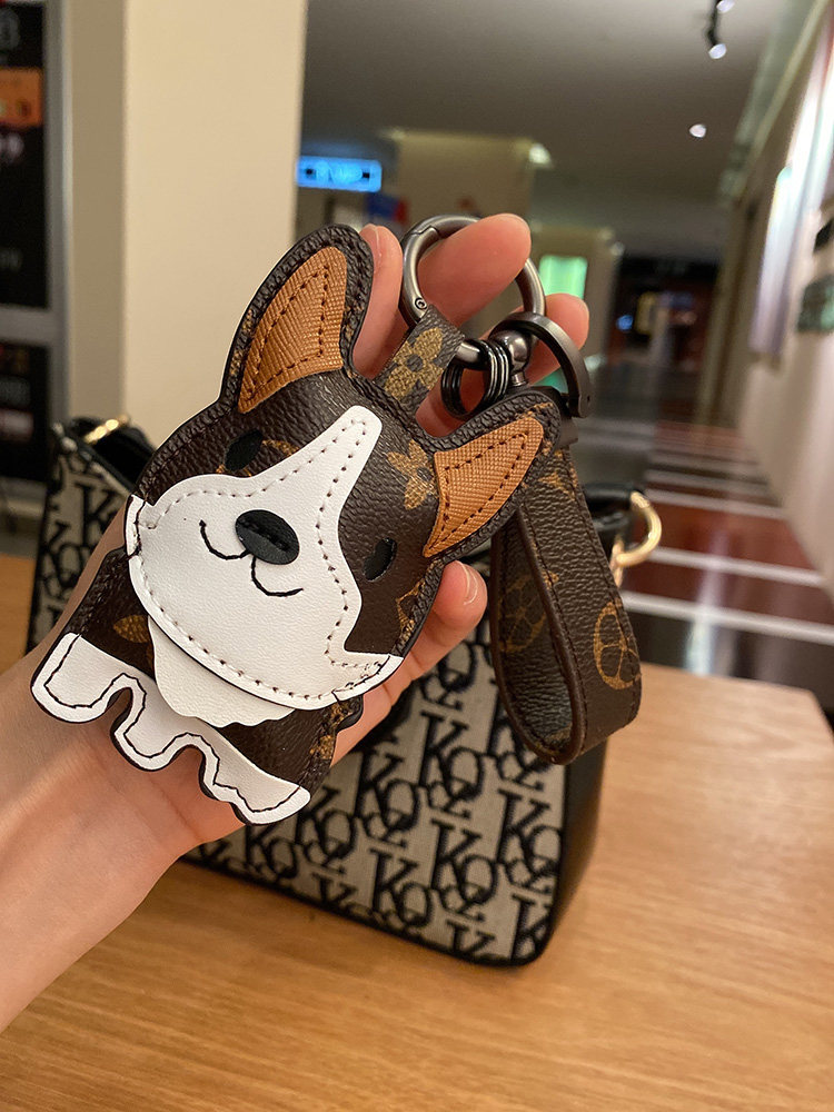 lv&gedete 可爱法斗老花柴犬摩托钥匙扣挂件男女柯基小狗包包挂饰