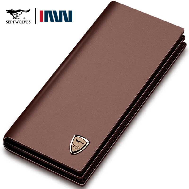 七匹狼男士长款真皮钱包商务时尚潮流多卡位青年钱夹牛皮皮夹礼物