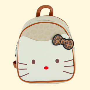 hello凯蒂KT猫PU皮豹纹儿童学生双肩背书包可爱女上班通勤大容量