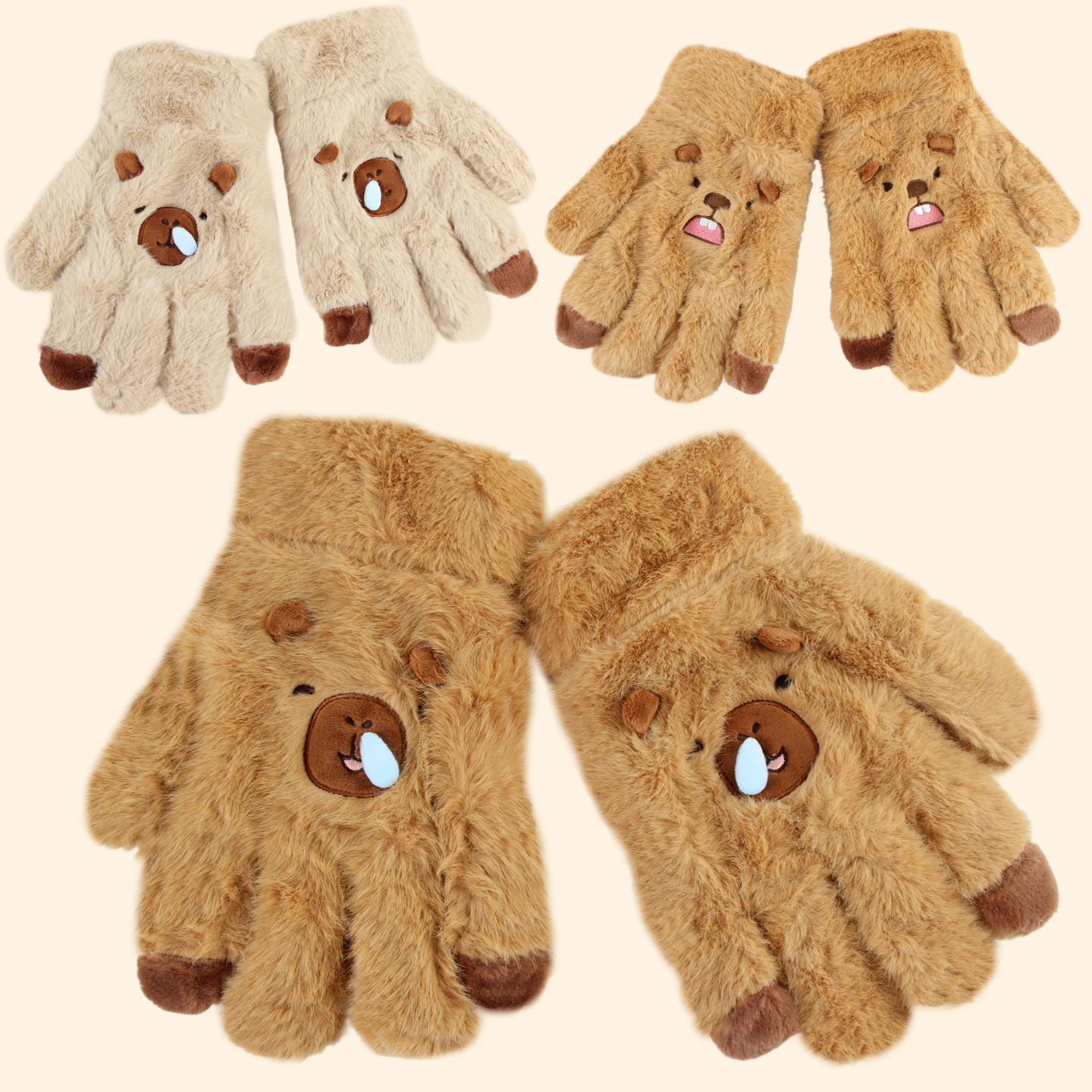 卡皮巴拉毛绒手套儿童女孩