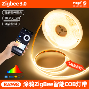 涂鸦ZigBee智能灯带全光谱防眩24V低压自粘双眼皮线形灯条COB灯带