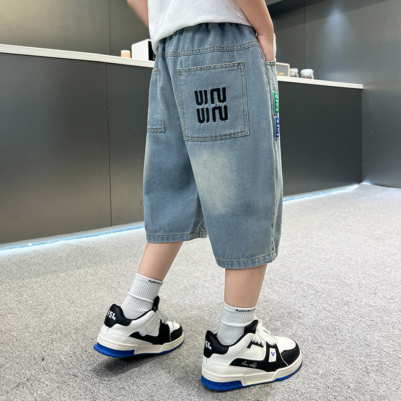 男童夏季牛仔裤童装短裤新款儿童中大童薄款休闲男孩夏款七分裤潮