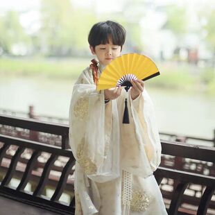 中秋节儿童汉服男童新款圆领春秋唐装中国广袖古风男孩古装宋制冬