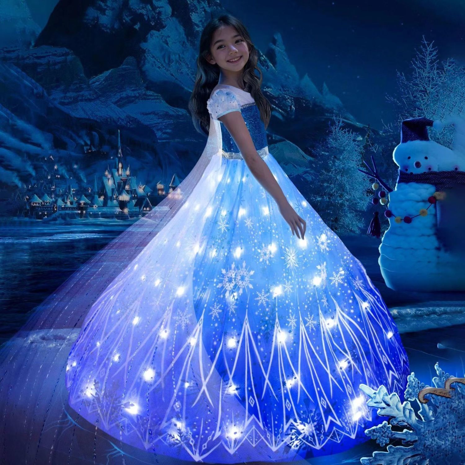 冰雪奇缘爱莎公主裙春秋儿童礼服