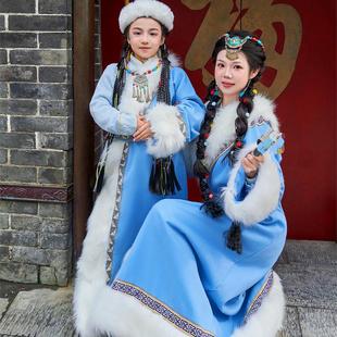 冬款亲子装藏袍拍照藏族服装女款玉锦堂藏服西藏拉萨旅拍写真摄影