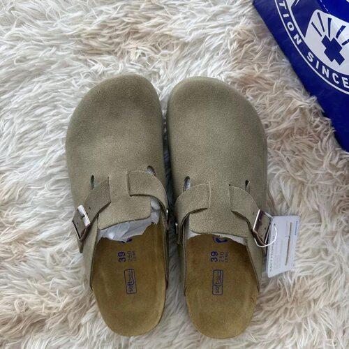 真皮软木厚底博肯包头半拖