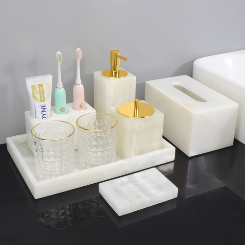 天然大理石洗手台卫浴五件套托盘