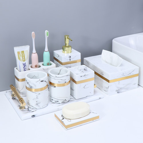 轻奢卫浴用品高端套件洗漱杯