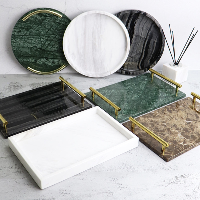 大理石托盘长方形圆形卫生间卫浴洗漱台收纳盘轻奢北欧ins样板房,餐饮具,盘,淘宝优惠券,粉丝福利购,淘宝优惠卷