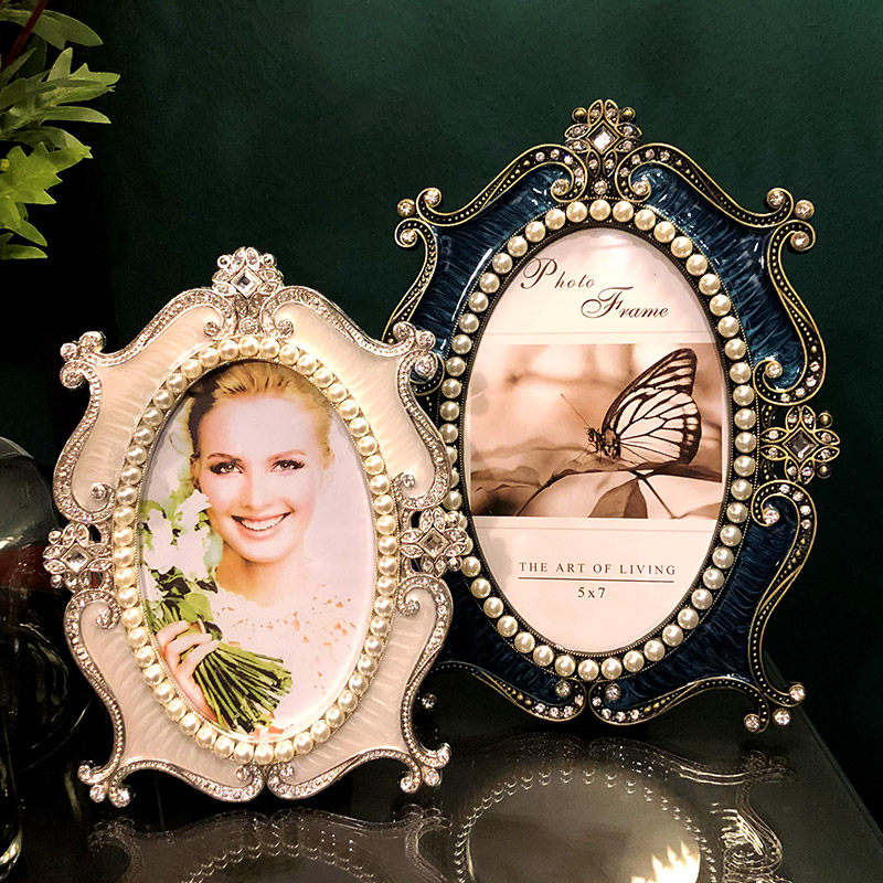 意框洗照片欧式奢华6寸7寸10寸椭圆珍珠相框架寸七v创相照片框摆