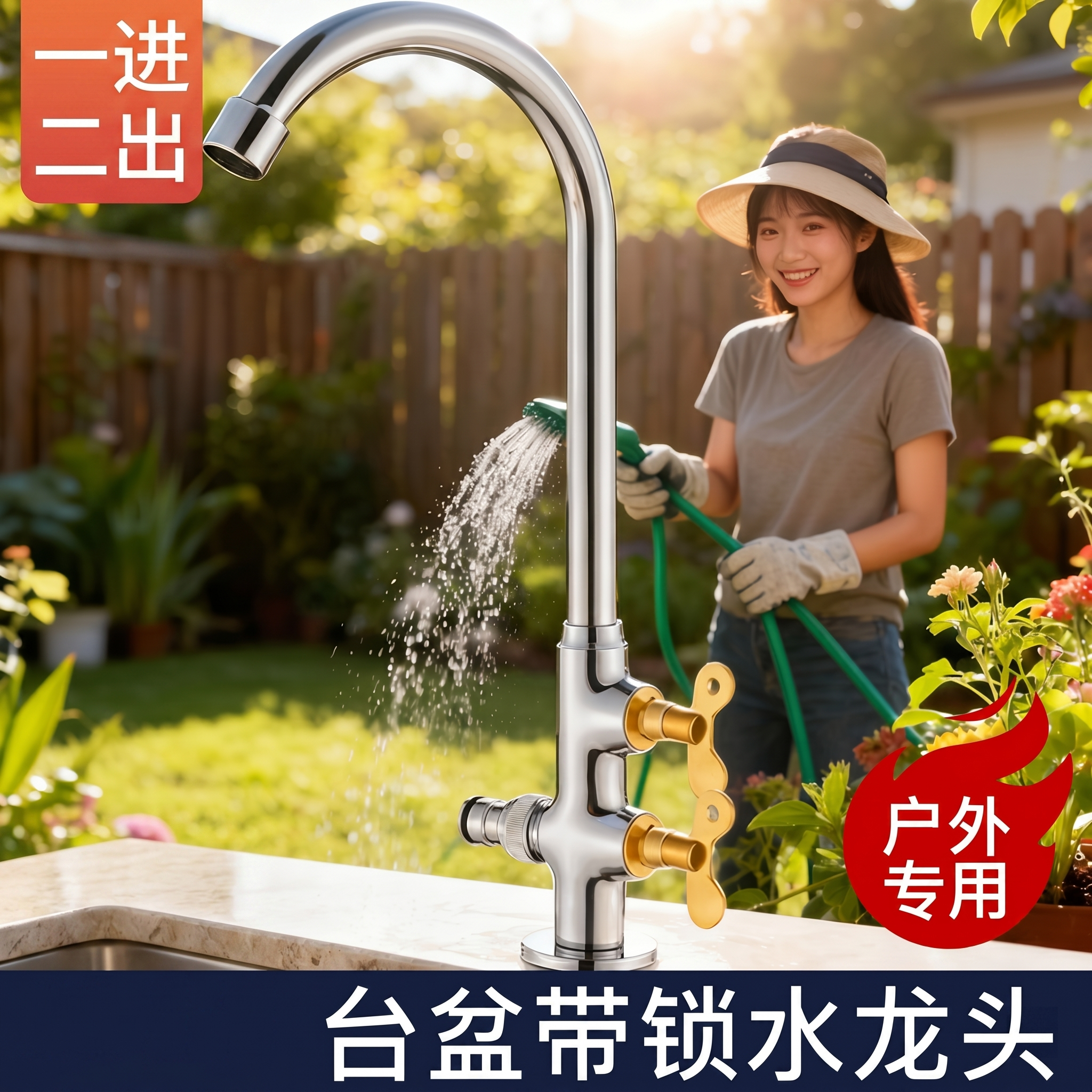 带锁水龙头单冷台盆拖把池