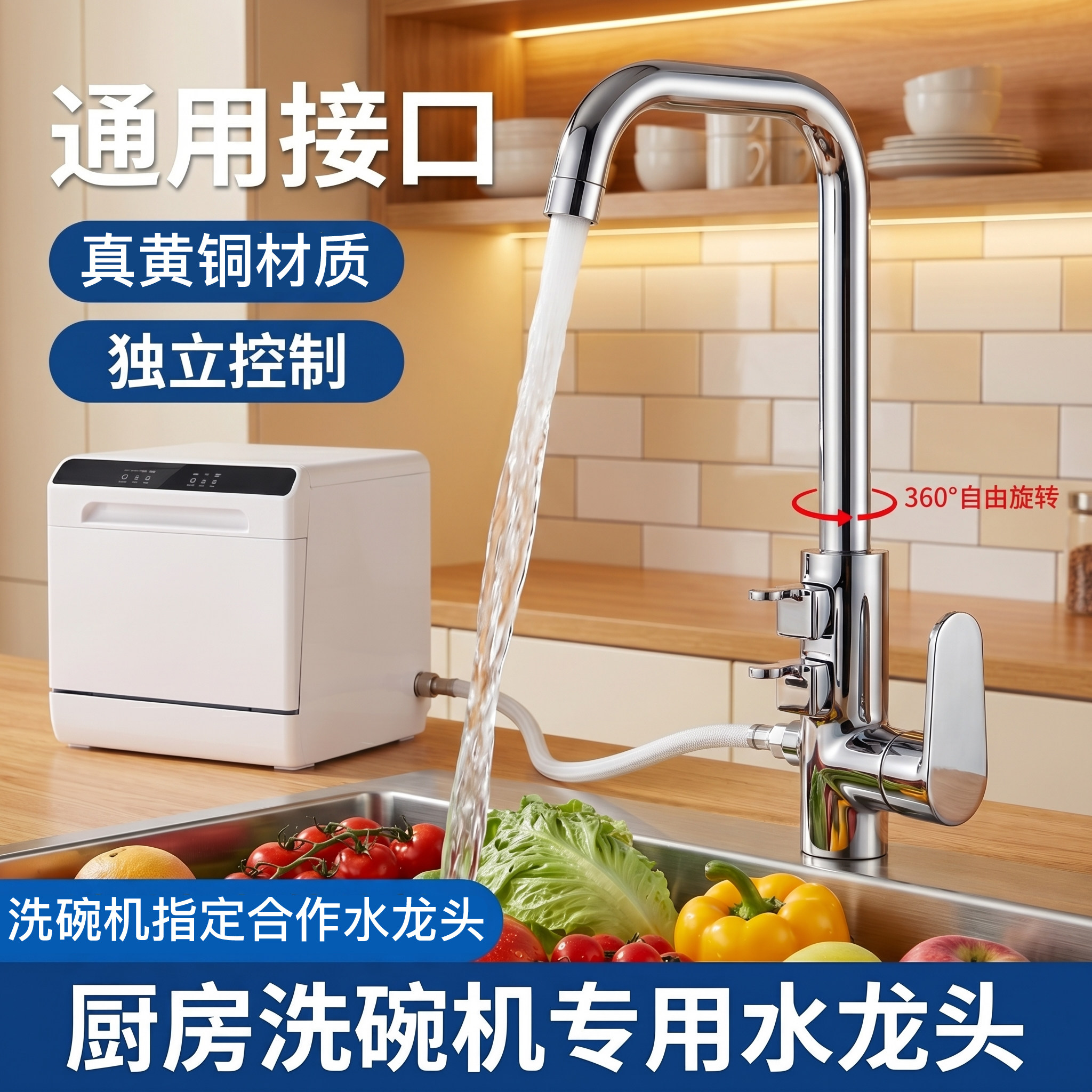 冷热水龙头接洗碗机或洗衣机