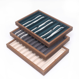 黑胡桃木纹珍珠项链收纳盒手链锁骨链项链饰品盒放珍珠项链专用箱